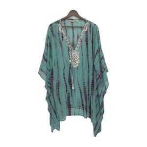 New Soft Surroundings Galene Chiffon Beaded Dip Tie Dye Tunic Top Size XL